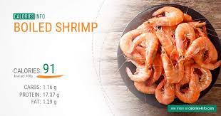 boiled shrimp calories in 100g or ounce