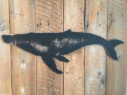 Large Wooden 42 Whale Wall Art Indoor