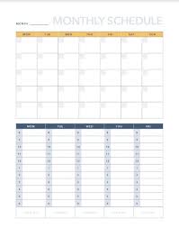 free monthly schedule template template