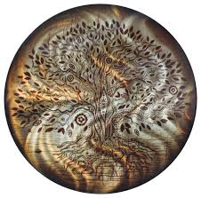 Tree Of Life Amber Round Wall Art