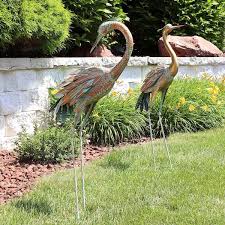 Sunnydaze Decor Golden Crane Metal