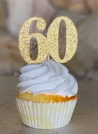60th birthday cupcake toppers set of