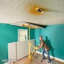 One of the toughest substrates to paint. Why Remove Popcorn Ceiling When You Can Cover It With Drywall Diy Family Handyman