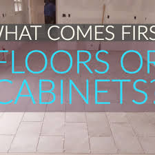 If the flooring goes in prior to cabinets, there is still a whole lot of work going on over the new floor which can leave you with scratches, gouges, and cracked tile. What Comes First Flooring Or Cabinets Renos 4 Pros Joes
