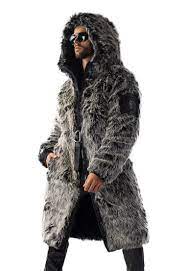 Luxe Hooded Faux Fur Coat Men