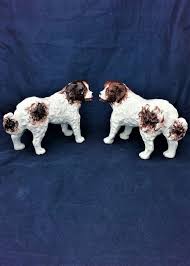 However, if you don't see your breed or color, contact us for information on special orders. Pair Staffordshire Pottery Dog Figures St Bernard Standing Dogs Antique C 1890