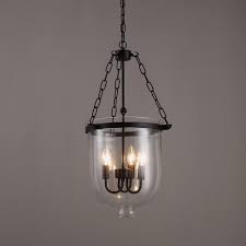 Retro Rustic Clear Glass Shade Bell Jar Pendant Light With 3 Candle Lights Black Metal Pendant Lights Ceiling Lights Lighting