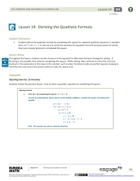 Lesson 14 Deriving The Quadratic Formula