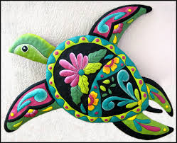 Turtle Wall Decor In Hand Painted Metal