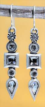 patricia locke concord silvertone style long drop earrings in all crystal