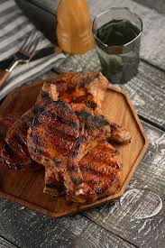 grilled bbq dry rubbed pork chops