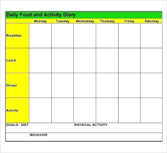 Receiving Log Template Excel Daily Food Example Intake