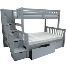 sy grey full bunk loft bed with stairs