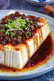 silken tofu with scallions and soy