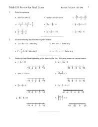Math 030 Review For Final Exam