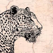 l linocut leopard on monomatapa map