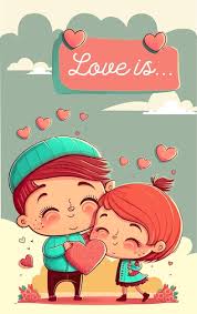 cartoon couple in valentine day love