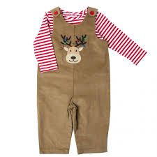 Good Lad Newborn Infant Boys Corduroy Christmas Holiday Appliqued Overall Sets