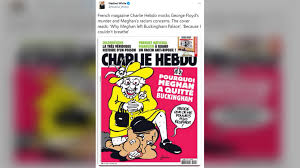 Charlie hebdo magazine sparked online outrage after it compared meghan markle to george floyd. Apvsbqj4jgx3zm