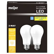 Meijer Led A19 3 Way 40 60 100w Replacement Bulb 2pk Led Bulbs Meijer Grocery Pharmacy Home More