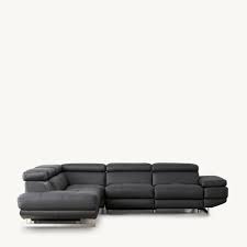 Alessia Black Leather Left Recliner Lounge