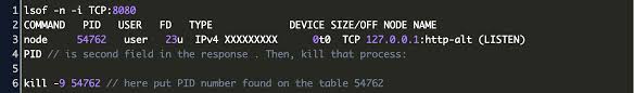 To display the packet counts throughout the communications subsystem. Kill Process On Port 8080 Mac Code Example
