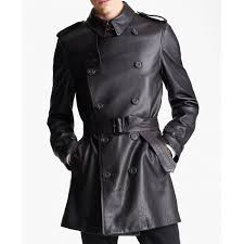 Soft Lambskin Black Leather Trench Coat