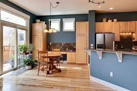 Blue Kitchen Walls Honey Oak Cabinets