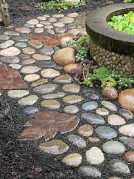 River Pebbles Mixed With Molded Pavers