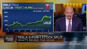 While stock splits don't create value per se, and institutional investors are typically largely indifferent to them, tesla's stock price reacted very positively yesterday after the market close, deutsche bank's emmanuel rosner wrote in a note to clients. Tesla S Tsla Stock Split Has Jim Cramer S Support