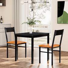 dining table set with cushioned chairs