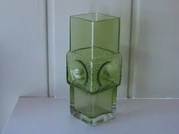 Mid Century Modern Glass Vase Sage