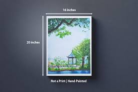 Original Painting Asian Garden Wall Art