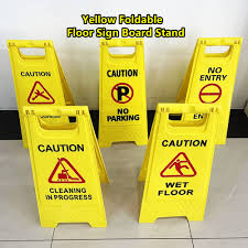 yellow foldable floor sign board stand