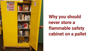flammable safety cabinet on a pallet