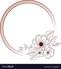 hand drawn round frame with flower