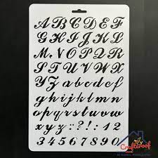 cursive alphabet and numbers stencil
