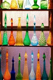 Coloured Retro Glass Bottles Display