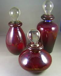 Ruby Red Glass Perfume Bottles With