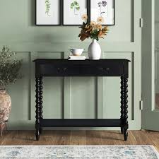 Farmhouse Style Black Console Table For