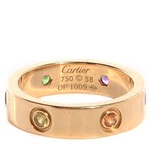 Cartier 18k Yellow Gold Multicolored Gemstone 5 5mm Love