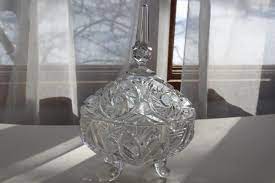 Vintage Crystal Clear Glass Candy Dish