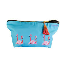 flossy and amber flamingo cosmetic bag