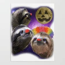 three sloth moon clown makeup