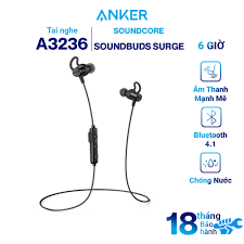 Tai Nghe Bluetooth Nhét Tai Anker SoundBuds Surge A3236 (Đen) - Hàng Chính  Hãng - Tai nghe có dây nhét tai Nhãn hiệu Soundcore by Anker