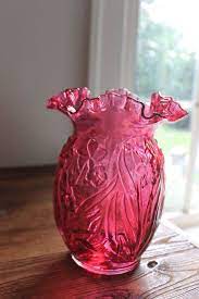 Cranberry Glass Vase Fenton Glass