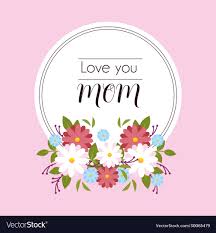 mom with flower frame royalty free vector