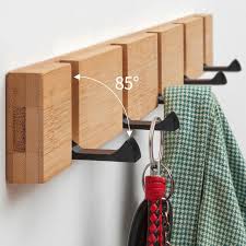 5 Hooks Wooden Wall Mounted Folding