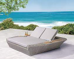 Evian Modern Outdoor Double Chaise Lounge