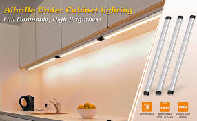 Albrillo Led Under Cabinet Lighting Dimmable Under Counter Lighting 12w 900 Lumens Warm White 3000k Kitchen Cabinet Strip Lights Pack Of 3 Amazon Com